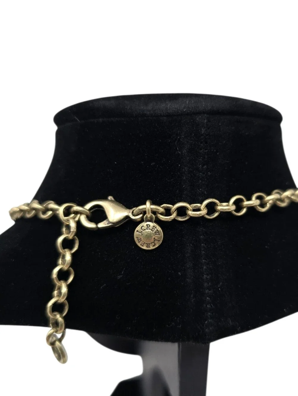 J Crew Articulated Petals & Rhinestone Gold Tone Chain Statement Necklace Navy